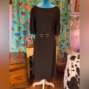 Jessica Howard Black Long Sleeve Dress with Belt